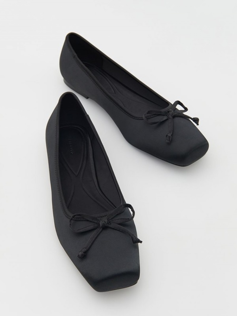 Reserved Ballerinasbow Detail Halbschuhe Damen Schwarz | 9832-KXGFO