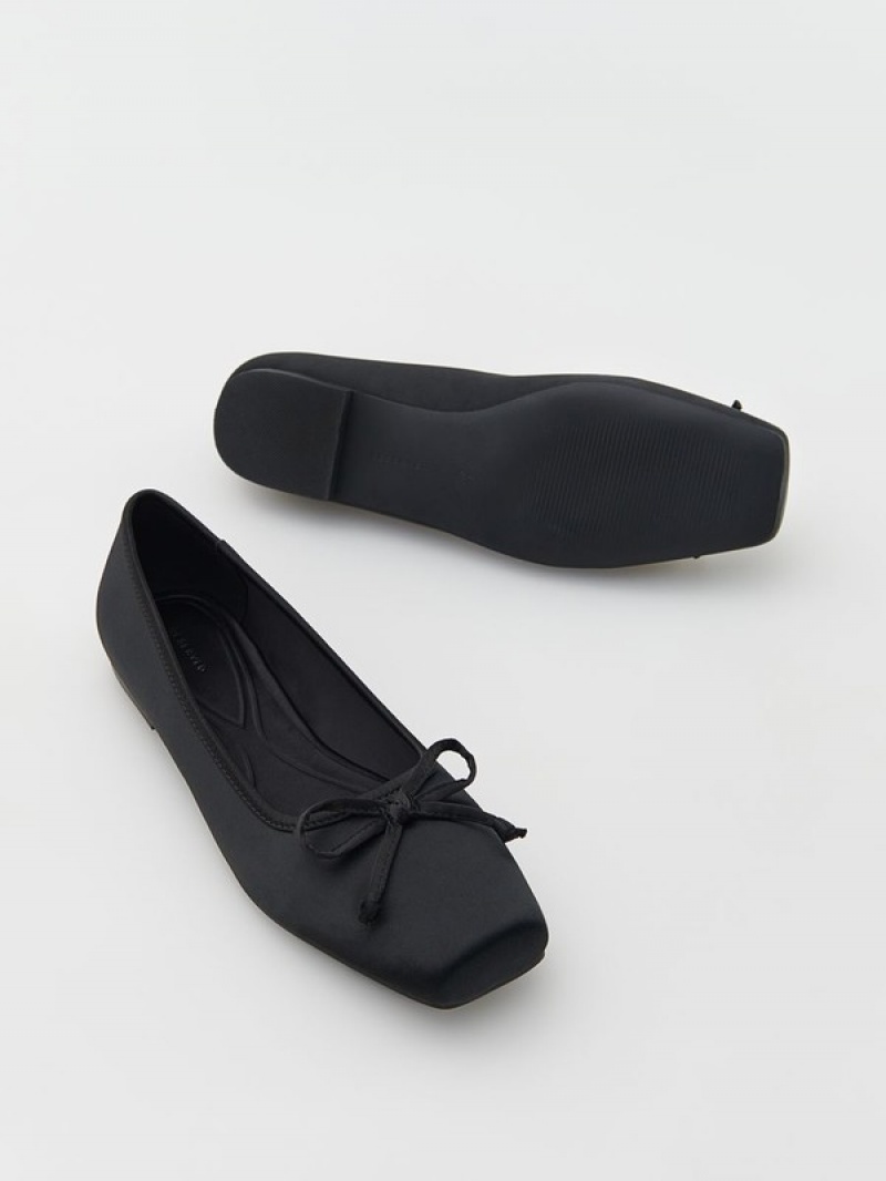 Reserved Ballerinasbow Detail Halbschuhe Damen Schwarz | 9832-KXGFO