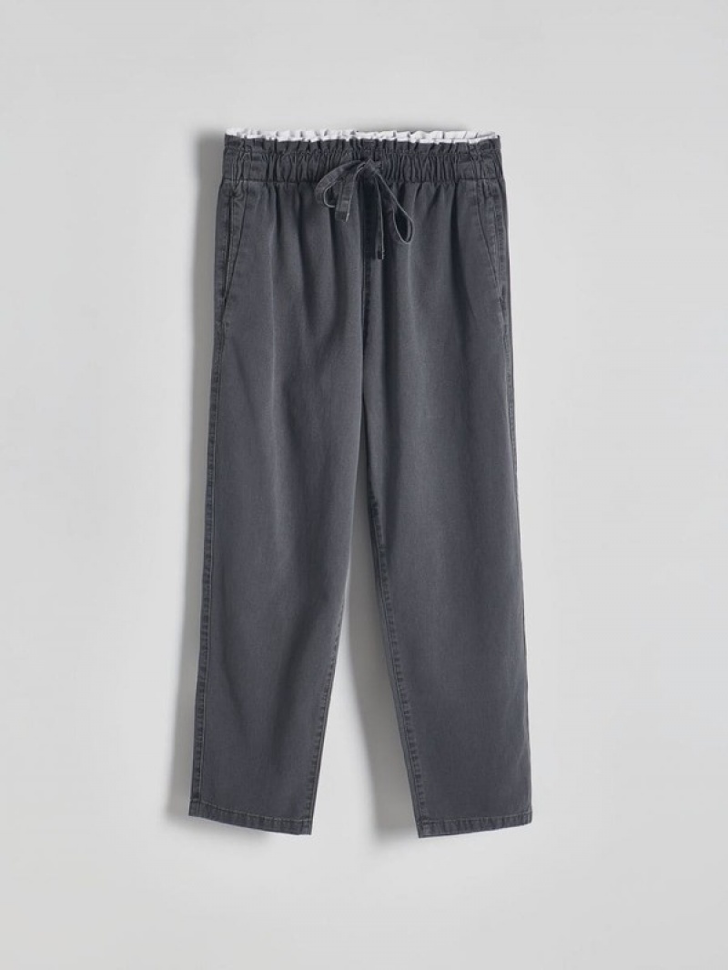 Reserved Baumwoll Joggers Hosen Damen Dunkelgrau | 2035-KMVAR