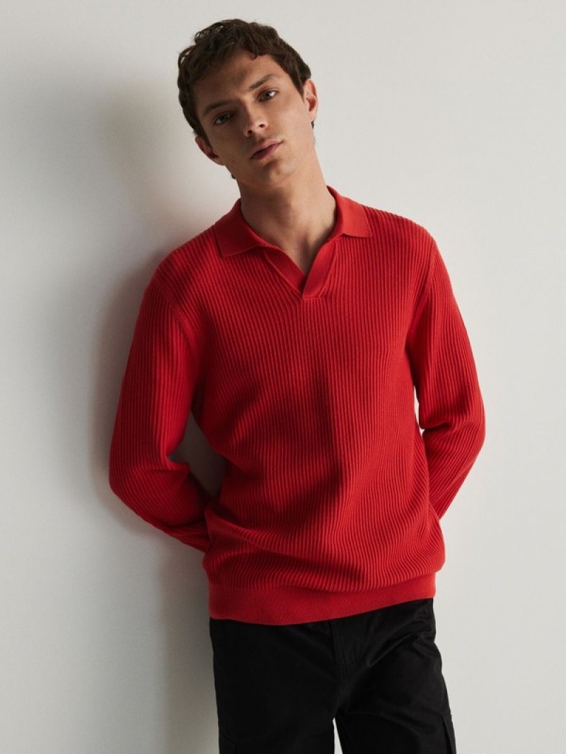 Reserved Baumwoll Long Sleeve Pullover Herren Rot | 4512-TDOAY