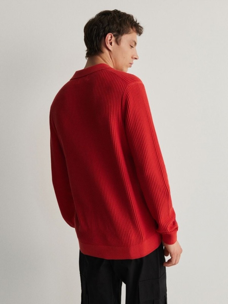 Reserved Baumwoll Long Sleeve Pullover Herren Rot | 4512-TDOAY