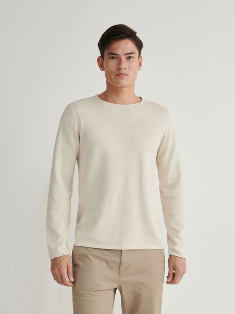 Reserved Baumwoll Pullover Herren Beige | 7043-BLTFU