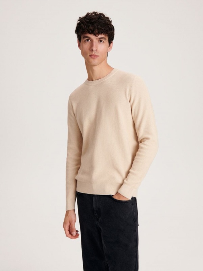 Reserved Baumwoll Pullover Herren Beige | 3209-JYXMU