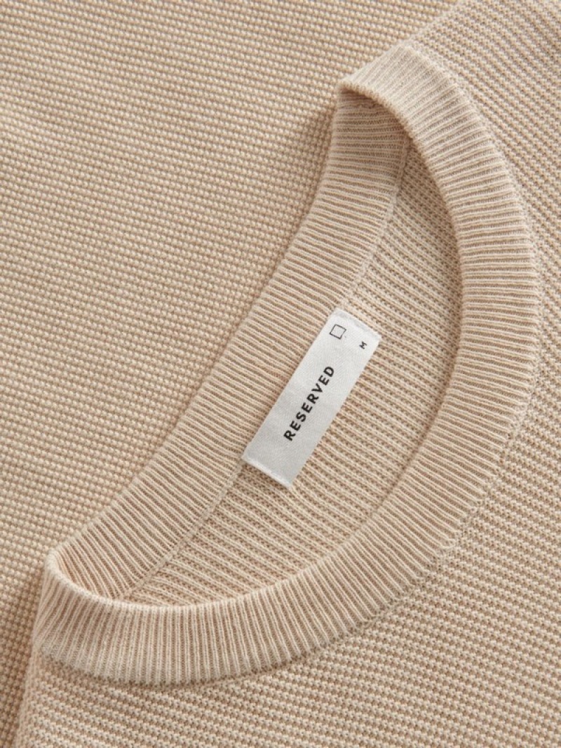 Reserved Baumwoll Pullover Herren Beige | 3209-JYXMU