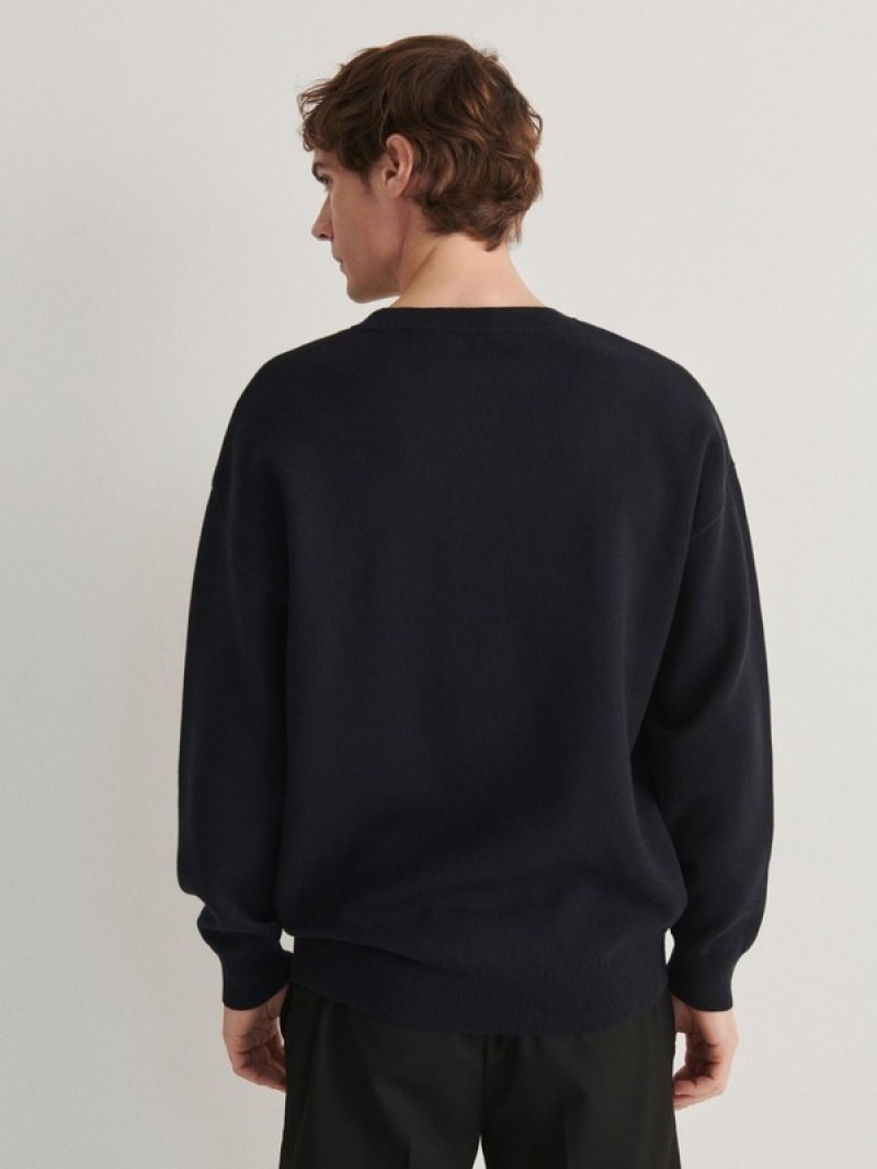 Reserved Baumwoll Pullover Herren Navy | 1538-YAMLO