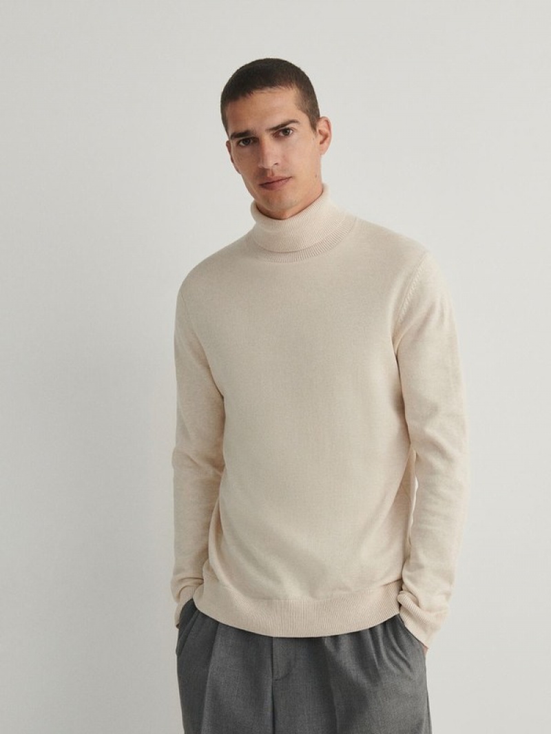 Reserved Baumwoll Rich Turtleneck Pullover Herren Beige | 8236-NBEPA