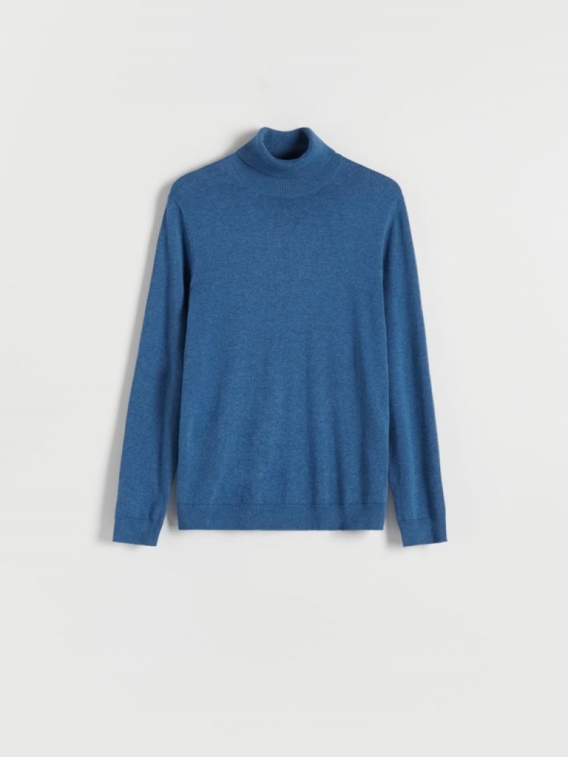 Reserved Baumwoll Rich Turtleneck Pullover Herren Grau Blau | 0614-IMEZN