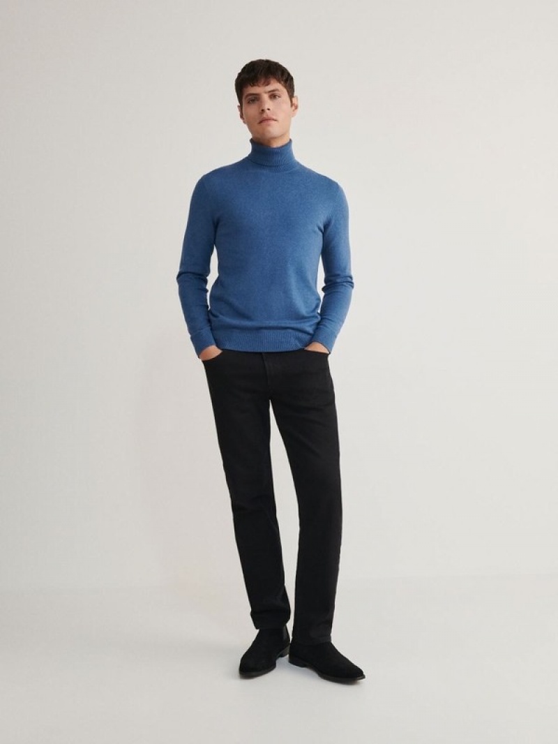 Reserved Baumwoll Rich Turtleneck Pullover Herren Grau Blau | 0614-IMEZN