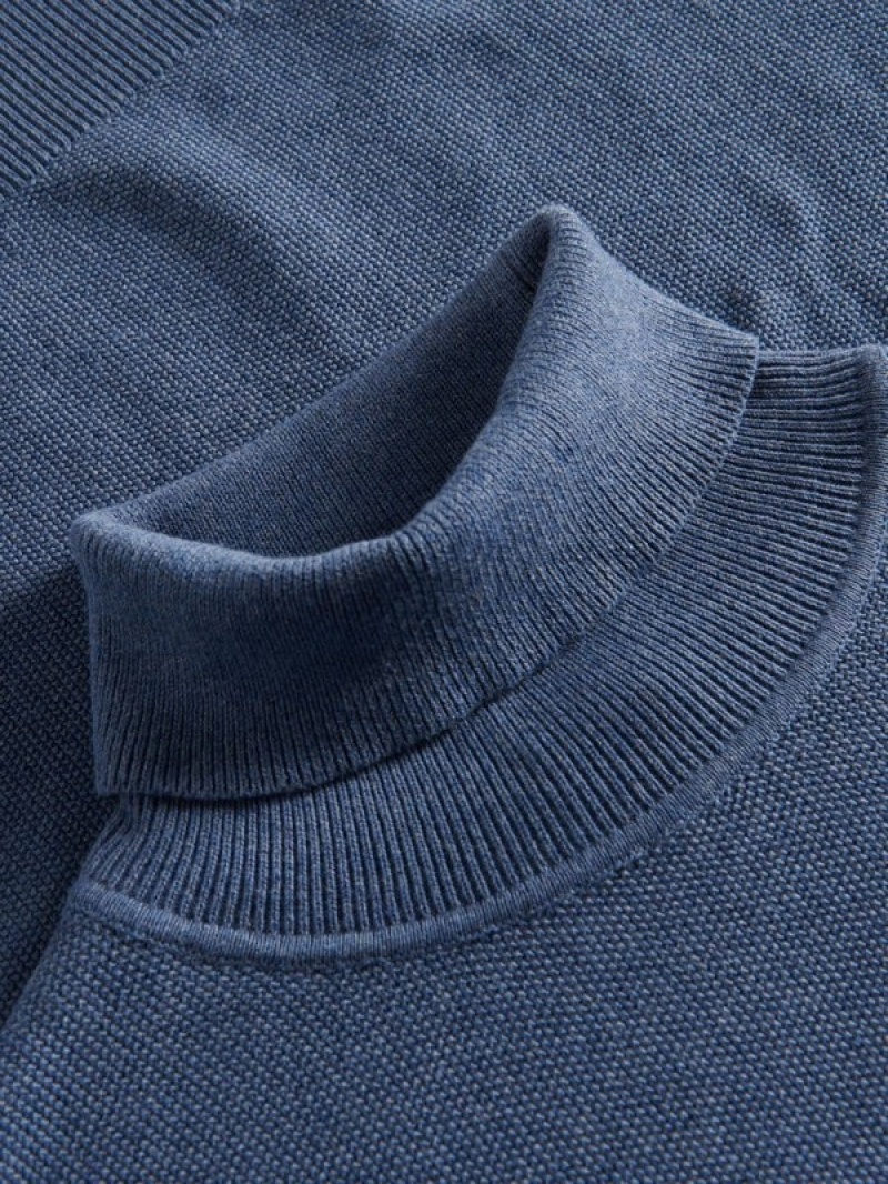 Reserved Baumwoll Rich Turtleneck Pullover Herren Blau | 4295-WFNPE