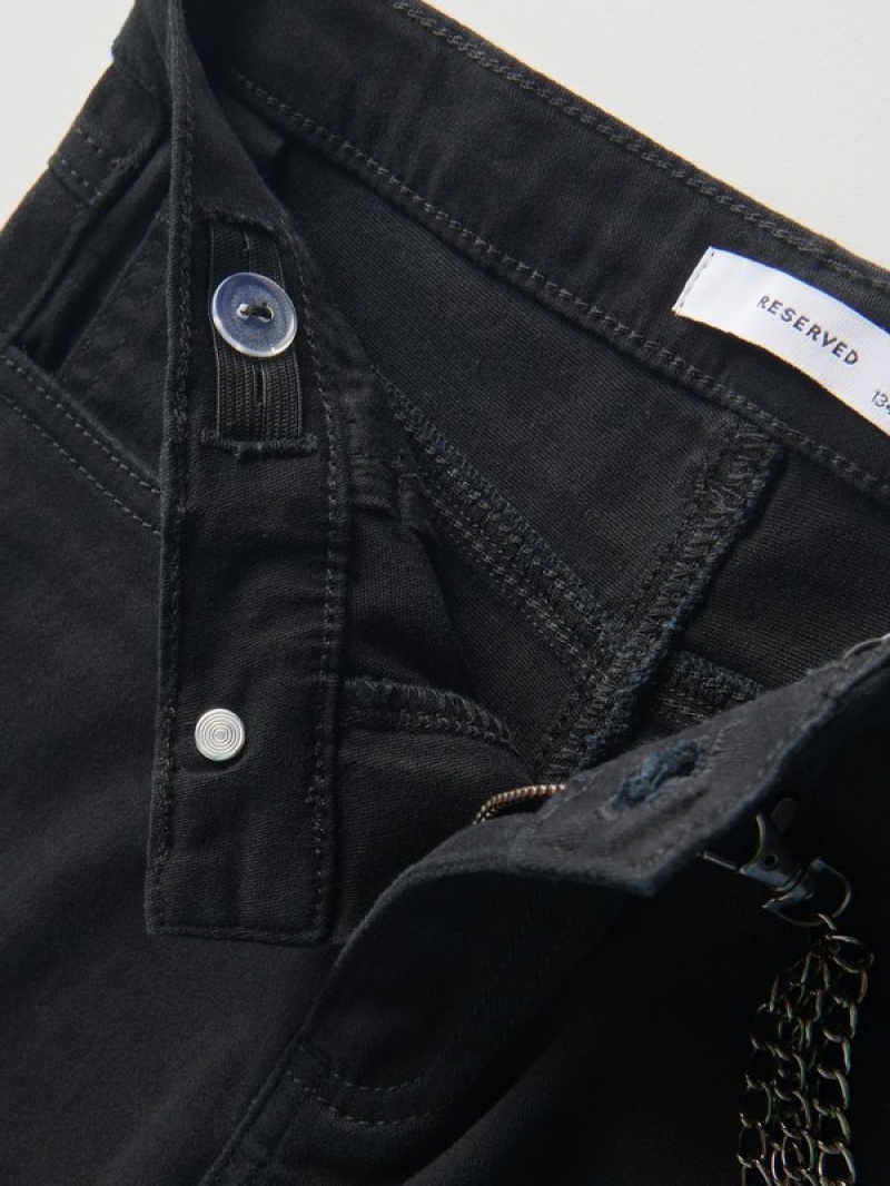 Reserved Baumwoll Richchain Detail Hosen Mädchen Schwarz | 7152-ONYTR