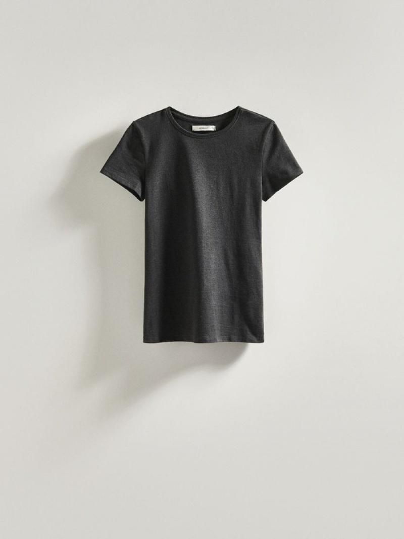 Reserved Baumwoll T-shirts Damen Dunkelgrau | 3492-XMKZS