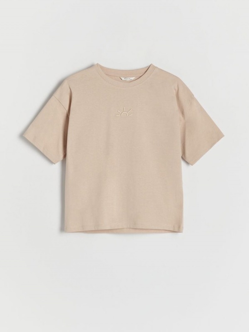 Reserved Baumwoll T-shirts Mädchen Beige | 7385-IMOTK