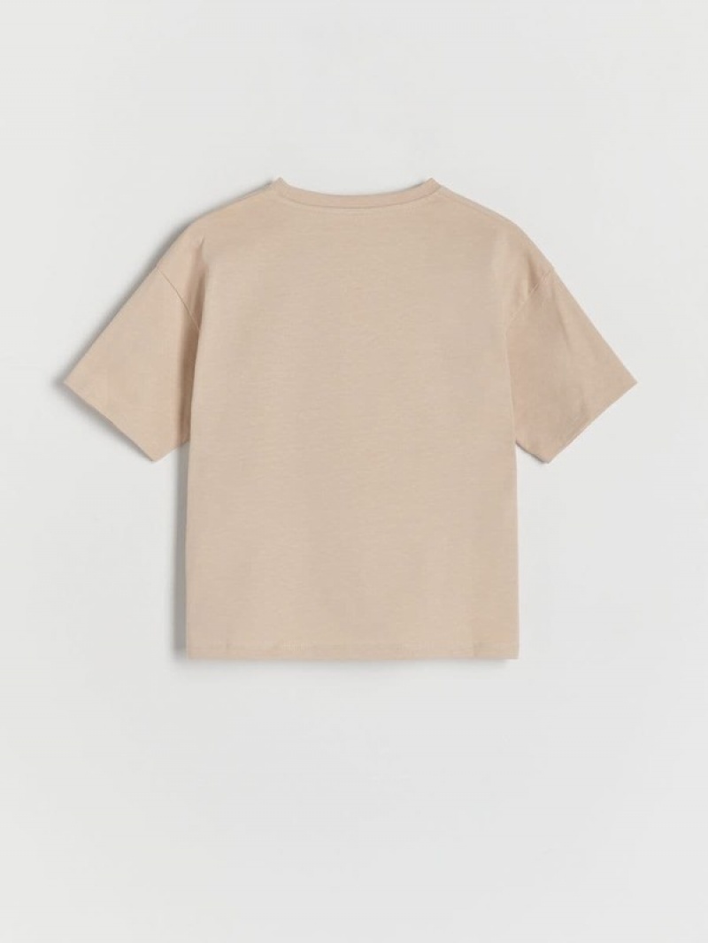 Reserved Baumwoll T-shirts Mädchen Beige | 7385-IMOTK