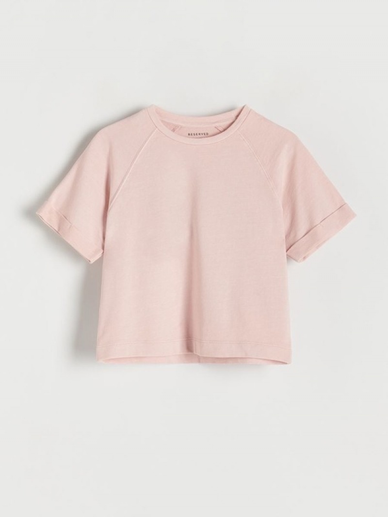 Reserved Baumwoll T-wash Effect T-shirts Mädchen Rosa | 4025-GUBJF