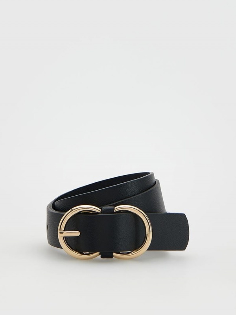 Reserved Beltdecorative Schnallen Gürtel Damen Schwarz | 7160-URYNK