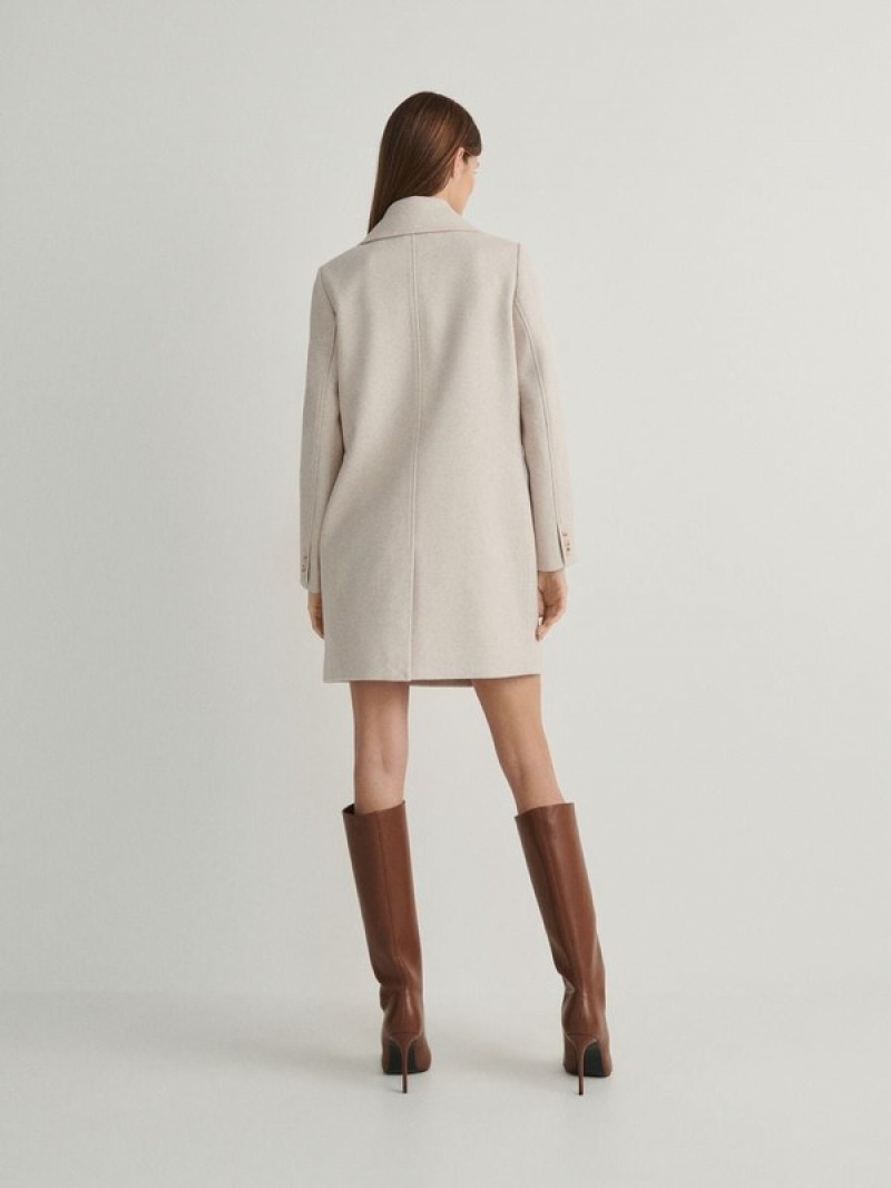 Reserved Blended Wolle Mäntel Damen Beige | 5938-BTYCF