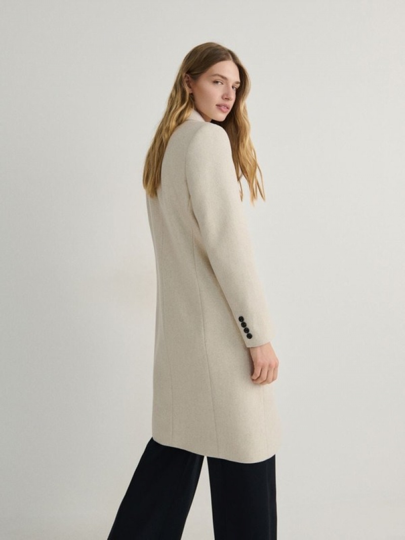 Reserved Blended Wolle Mäntel Damen Beige | 5734-NBLTV