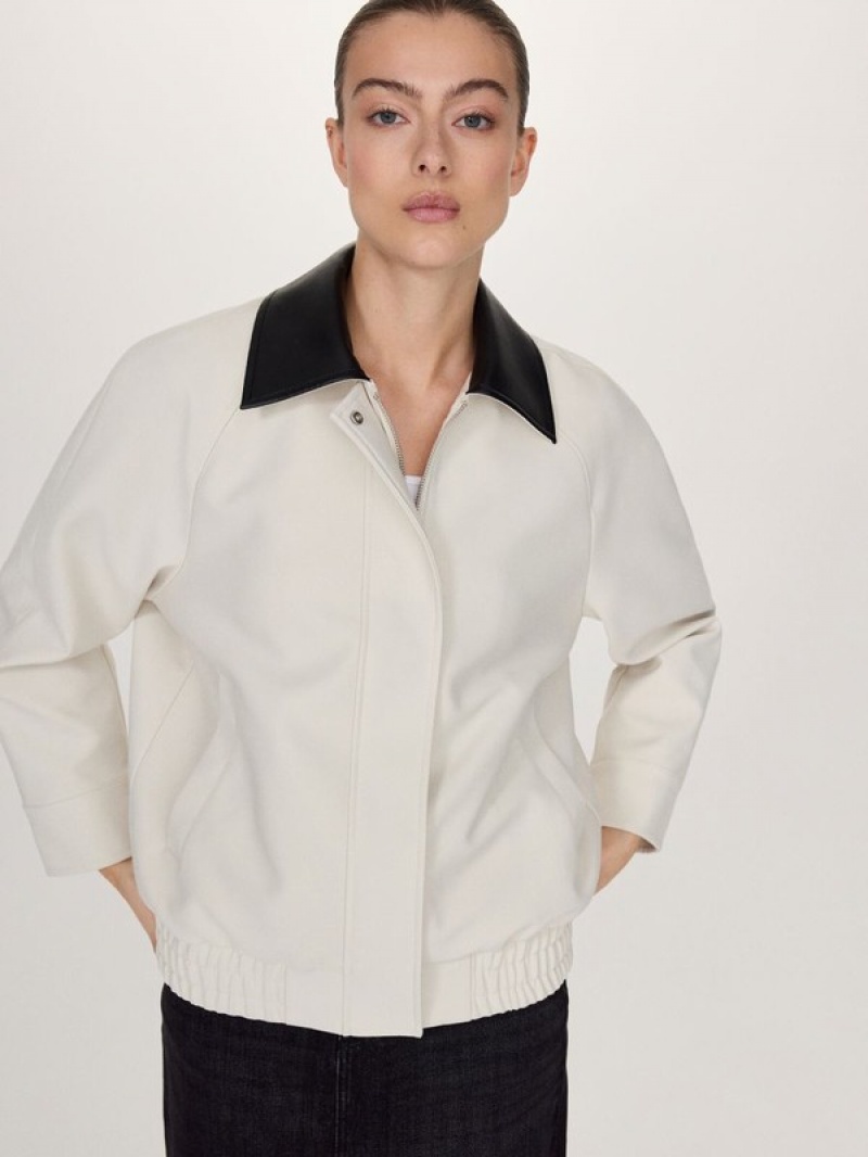 Reserved Bomber Jacken Damen Weiß | 8941-EQSNW