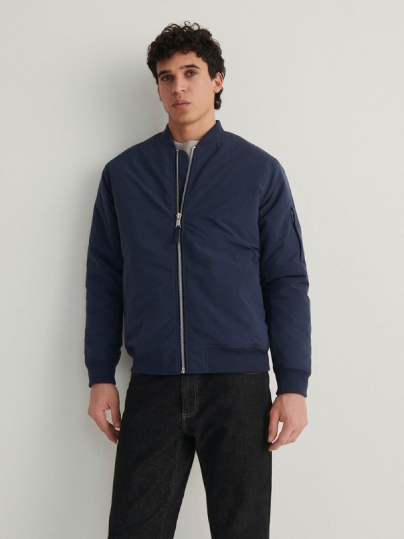 Reserved Bomber Jacken Herren Grau Blau | 9107-CNLFS