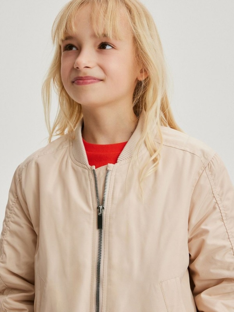 Reserved Bomber Jacken Mädchen Beige | 2701-RTWJH