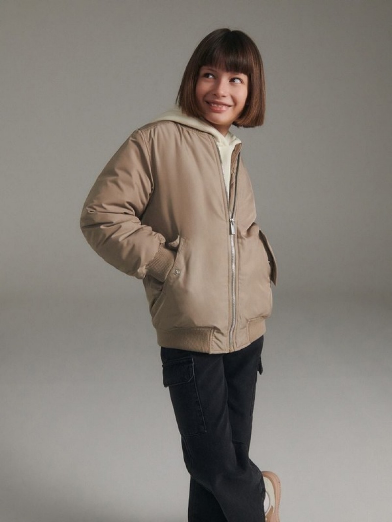 Reserved Bomber Jacken Mädchen Beige | 6578-CTXKN