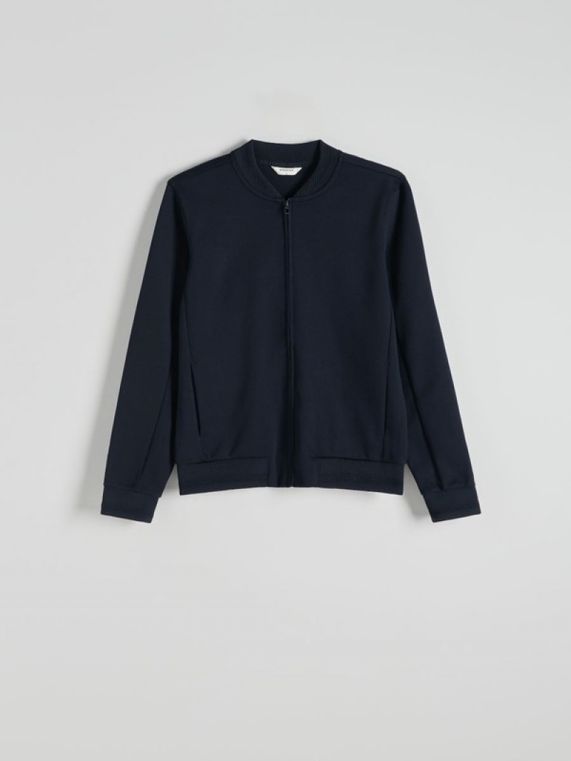 Reserved Bomber Sweatshirts Herren Navy | 6517-TZQEG