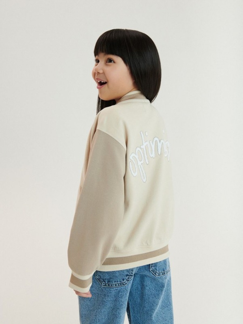 Reserved Bomber Sweatshirts Mädchen Beige | 0276-GYWUI