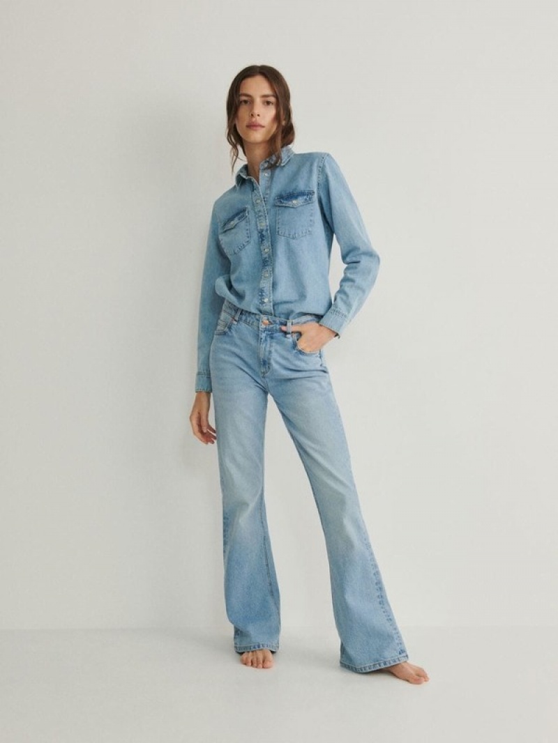 Reserved Bootcut Jeans Damen Blau | 8372-TIBFL