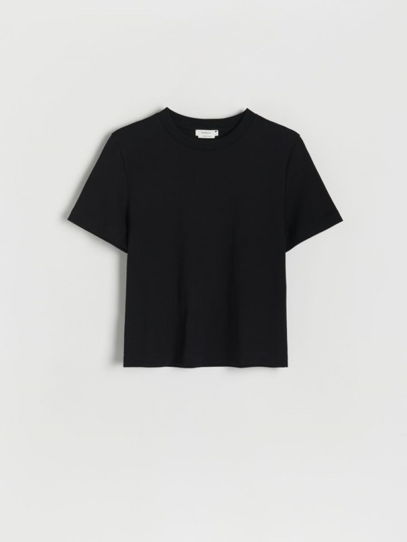 Reserved Boxy T-shirts Damen Schwarz | 4159-WLIYO