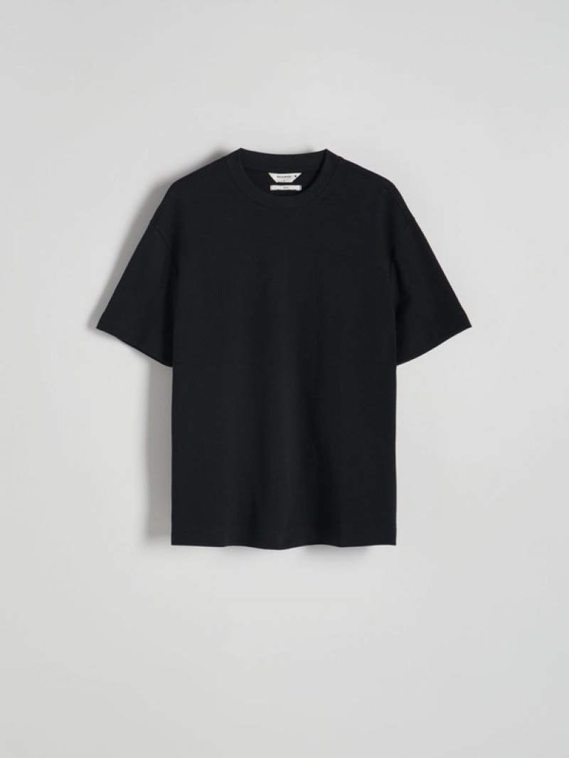 Reserved Boxy T-shirts Herren Schwarz | 3409-IEUTA