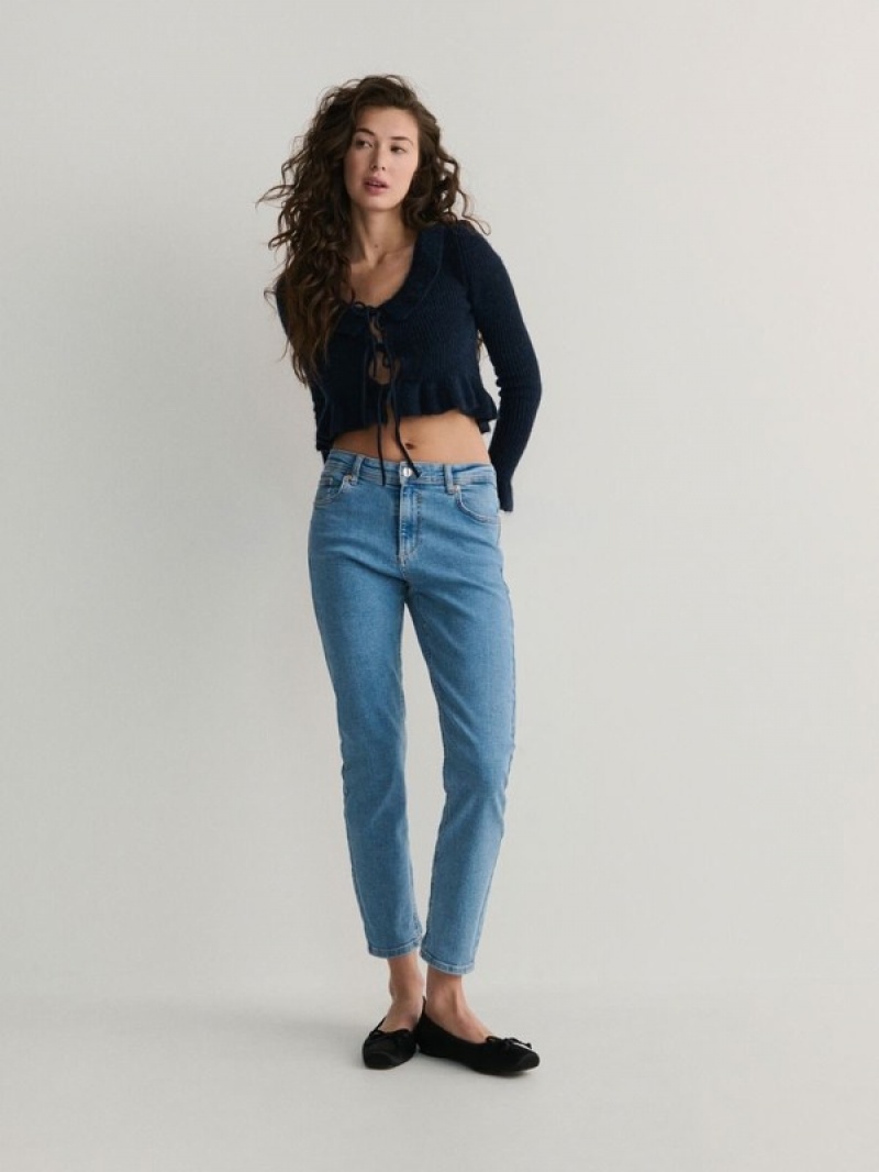 Reserved Boyfriend Slim Jeans Damen Blau | 4209-XAQPY