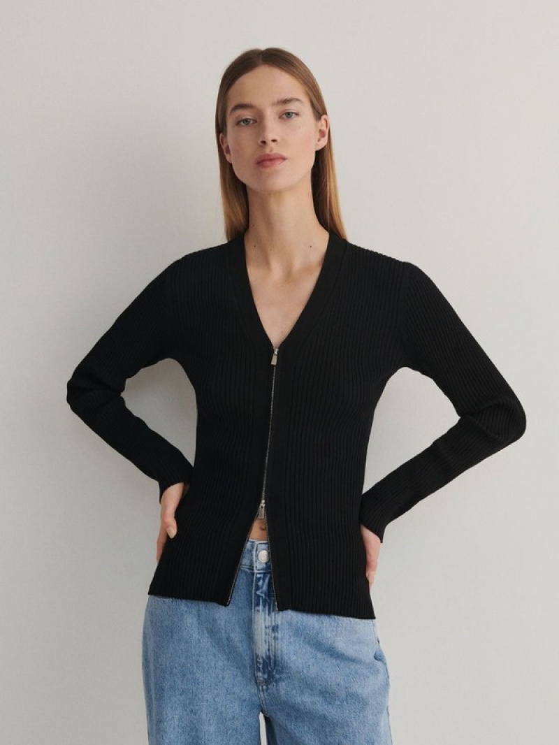 Reserved Button Down Pullover Damen Schwarz | 1098-JDHWY