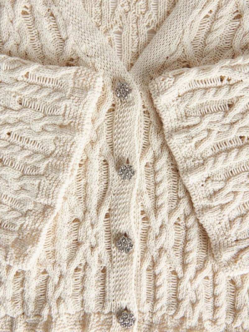 Reserved Cardigandecorative Buttons Pullover Damen Beige | 9754-LOHCS