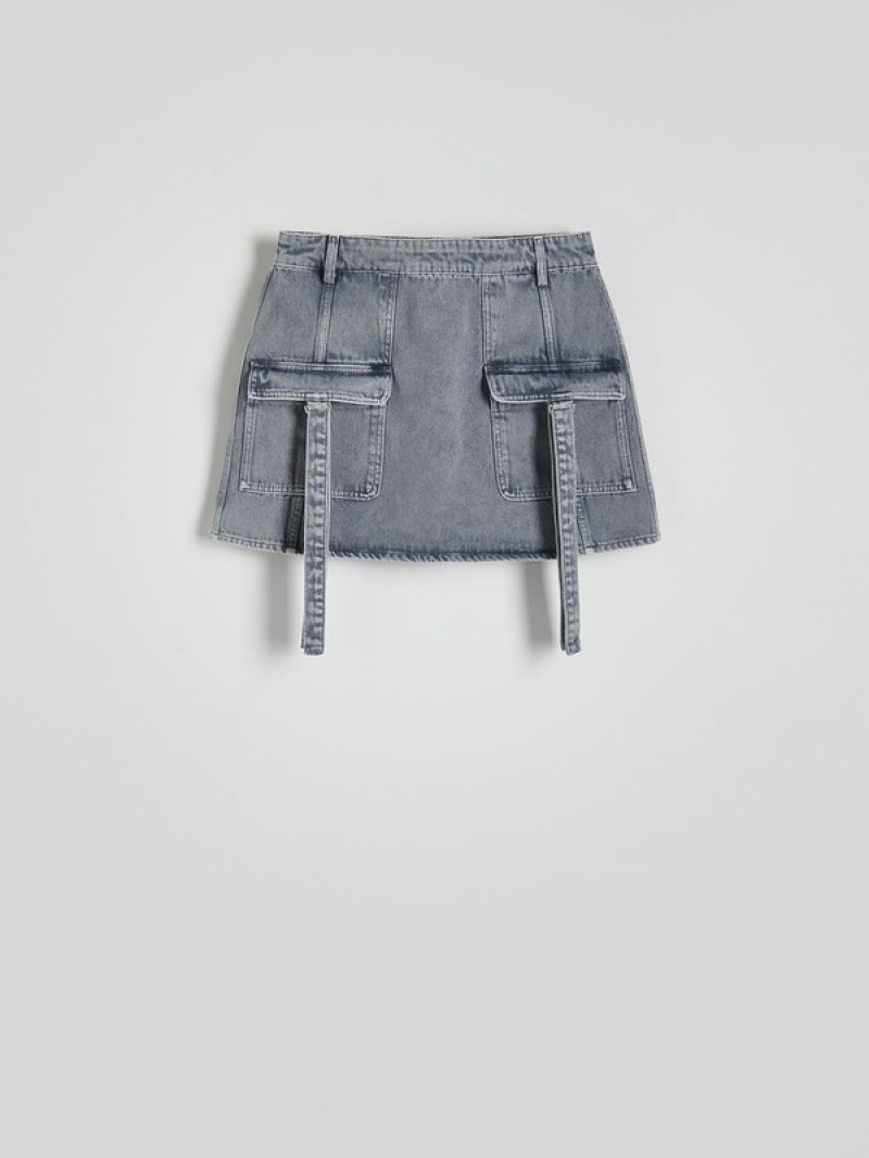 Reserved Cargo Stylen Denim Röcke Damen Grau | 1472-IPKAS