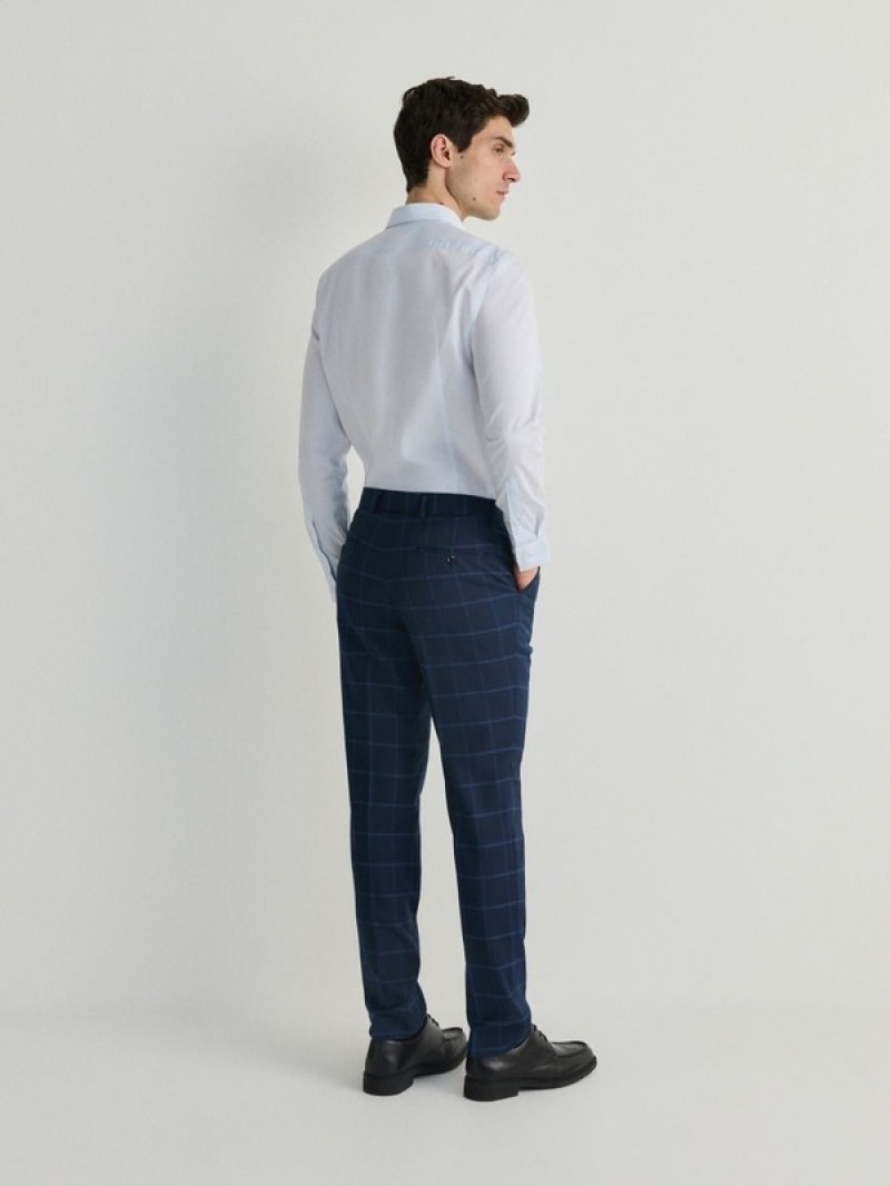 Reserved Check Slim Anzüge Herren Navy | 8967-CMHQJ