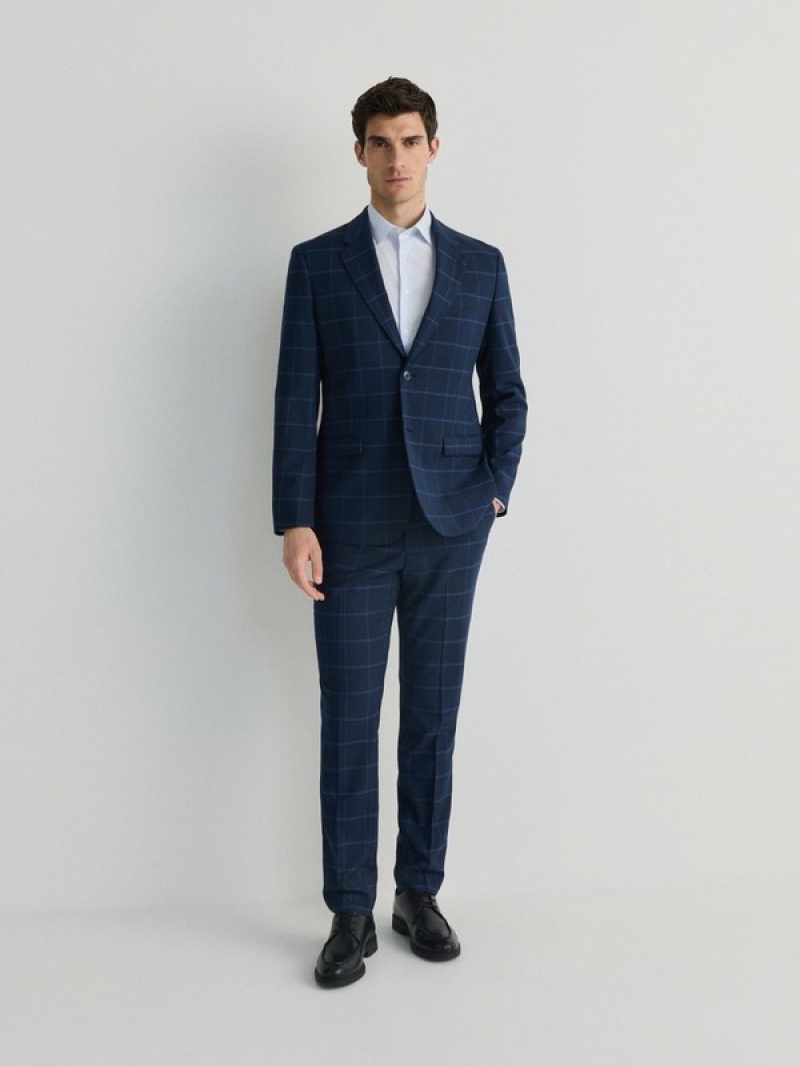 Reserved Check Slim Fit Anzüge Herren Navy | 2465-AGUPT