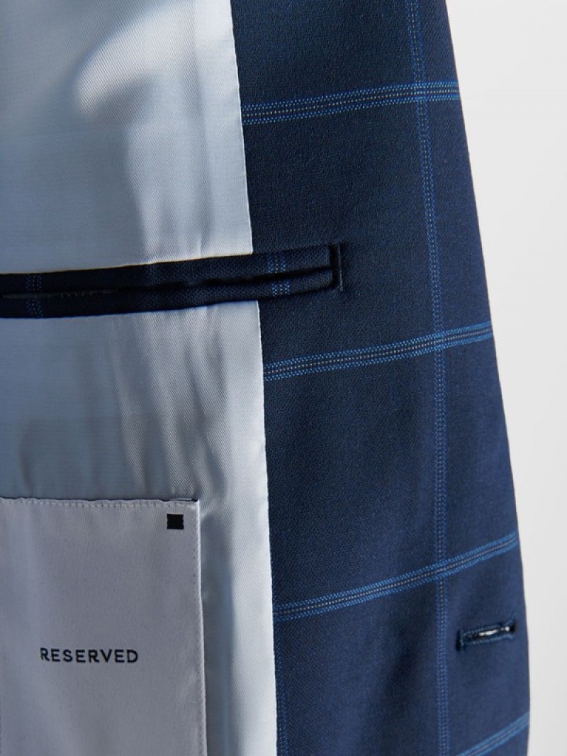 Reserved Check Slim Fit Anzüge Herren Navy | 2465-AGUPT