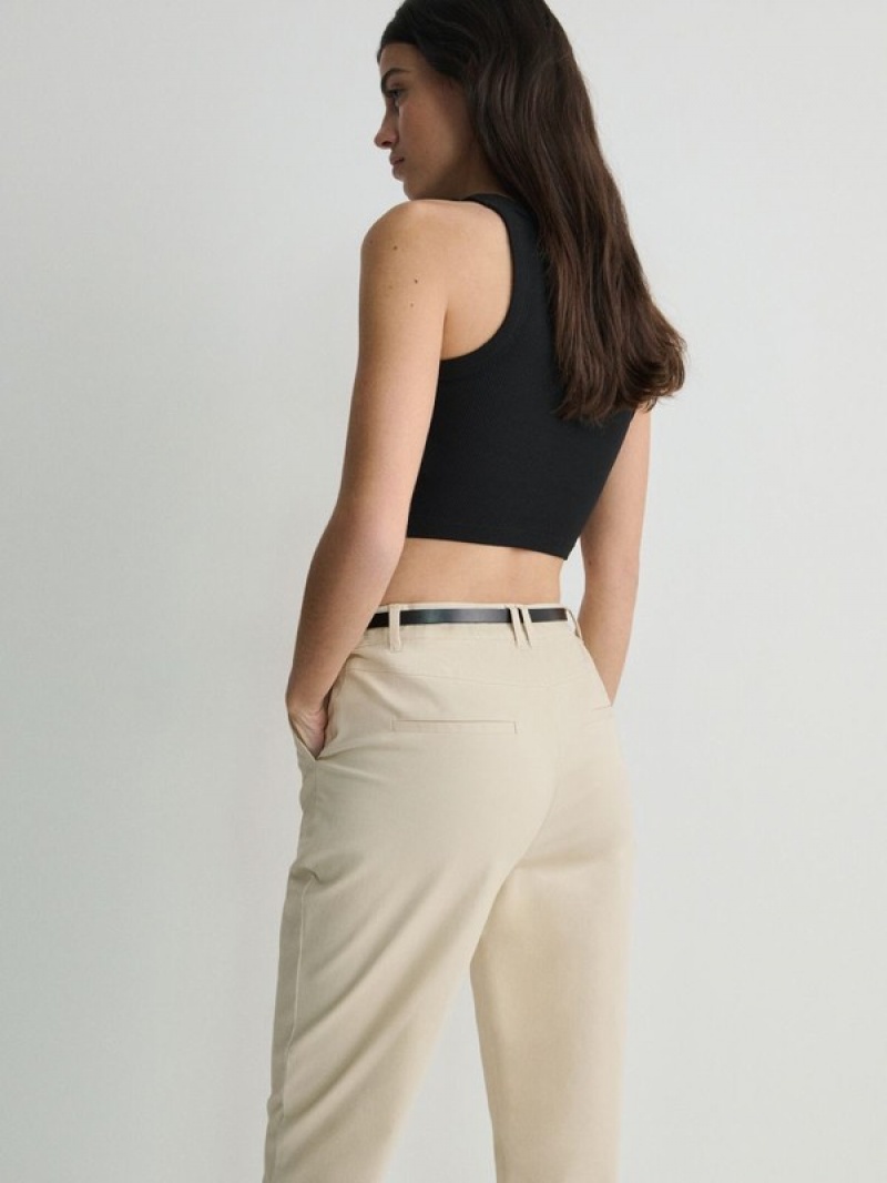 Reserved Chino With Hosen Damen Beige | 8192-DPOUE