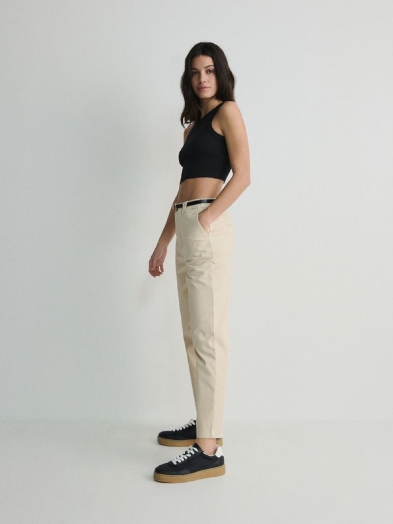 Reserved Chino With Hosen Damen Beige | 8192-DPOUE