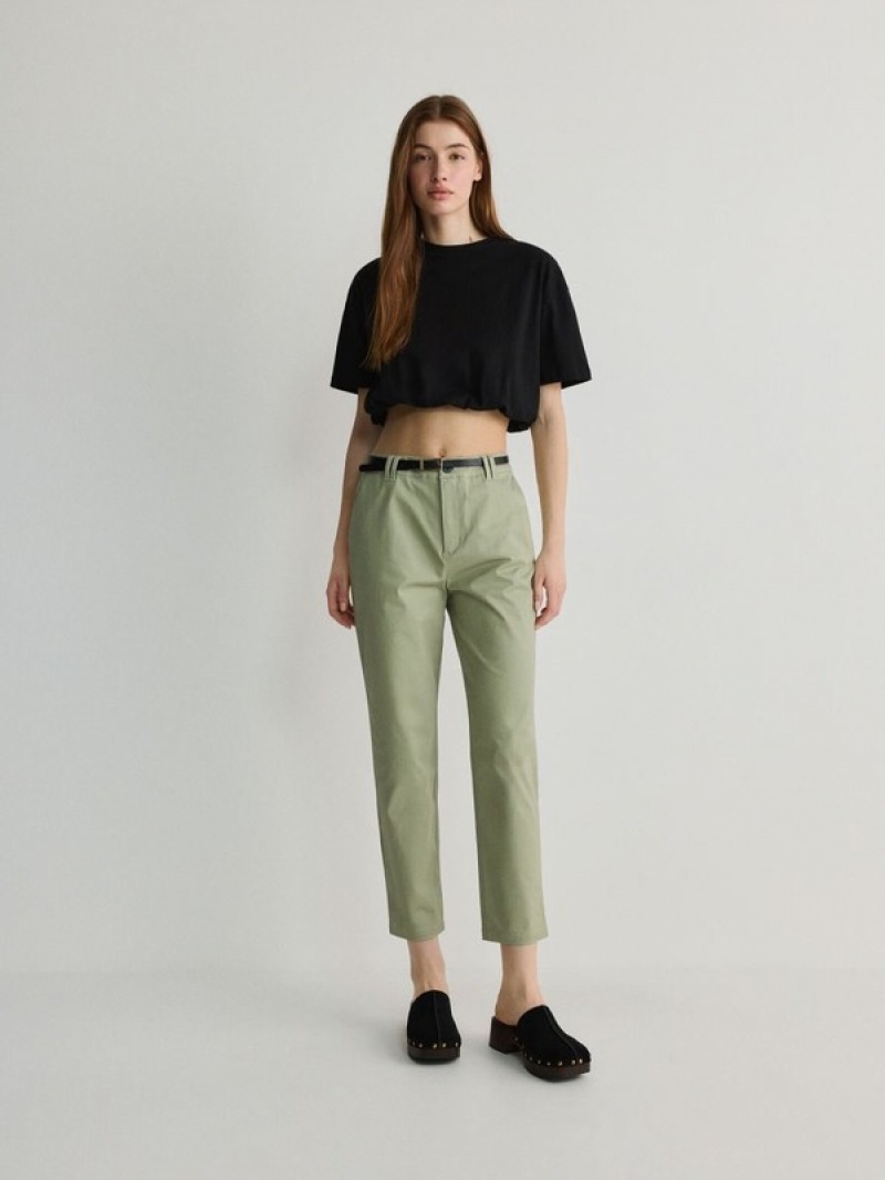 Reserved Chino With Hosen Damen Grün | 2793-ANVFS