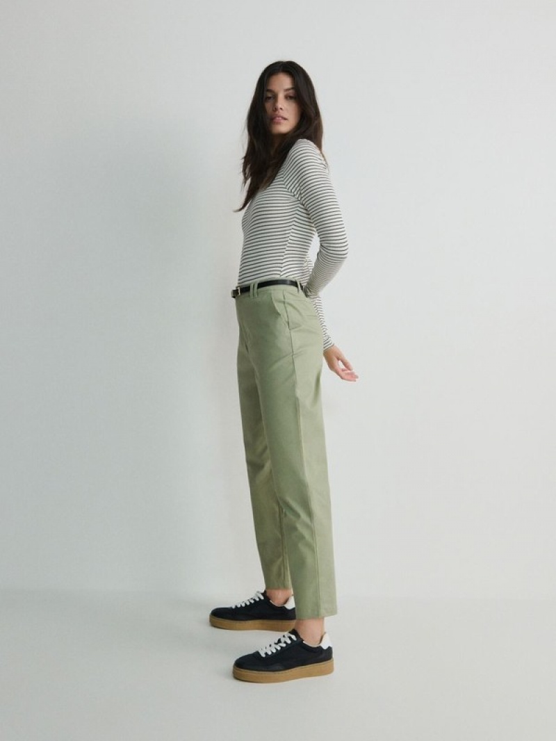 Reserved Chino With Hosen Damen Grün | 7486-ZLRNU