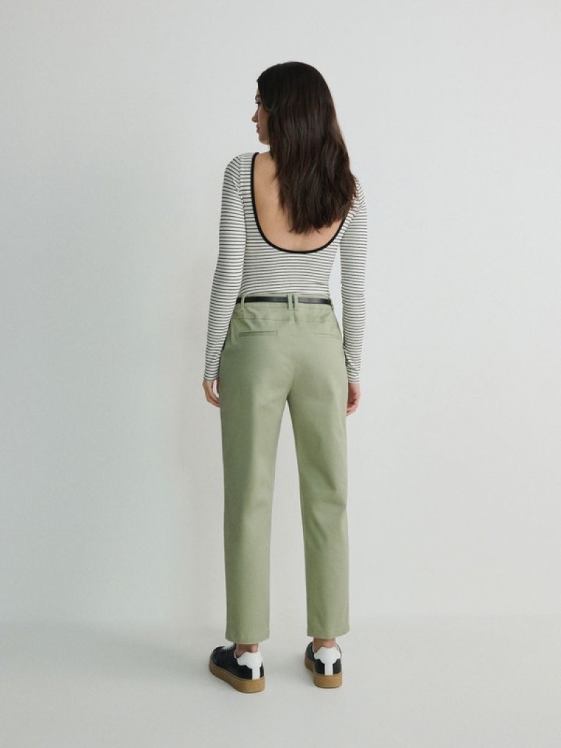 Reserved Chino With Hosen Damen Grün | 7486-ZLRNU