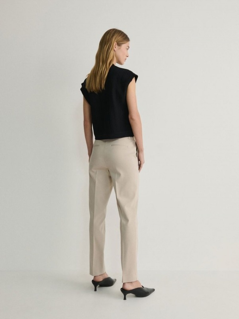 Reserved Cigarettepressed Crease Hosen Damen Beige | 7140-DOKBW