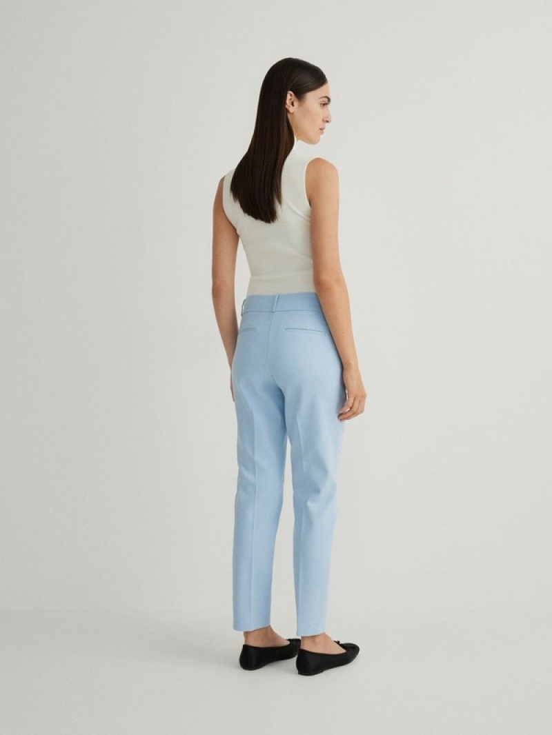 Reserved Cigarettepressed Crease Hosen Damen Hellblau | 6814-WQTGS