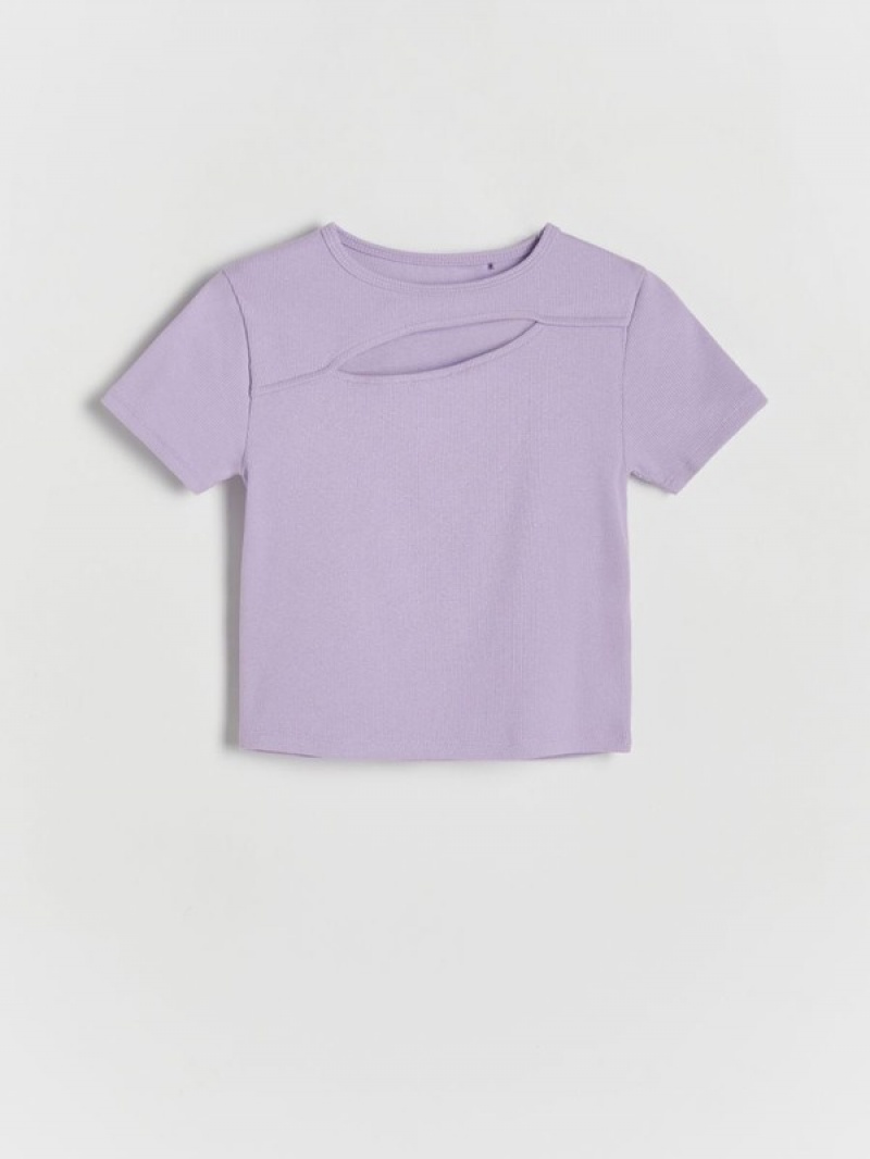 Reserved Cold Shoulder T-shirts Mädchen Lavendel | 6247-IEGBU