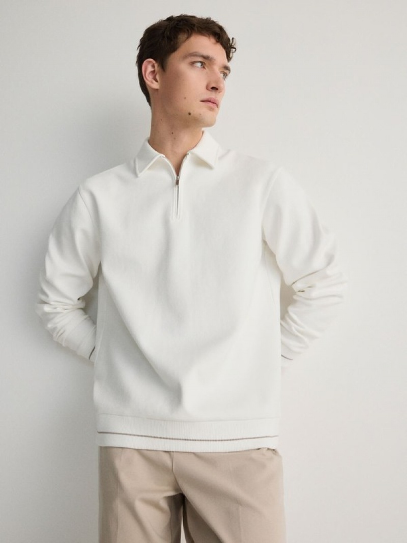 Reserved Collar Sweatshirts Herren Weiß | 3849-SXIAL