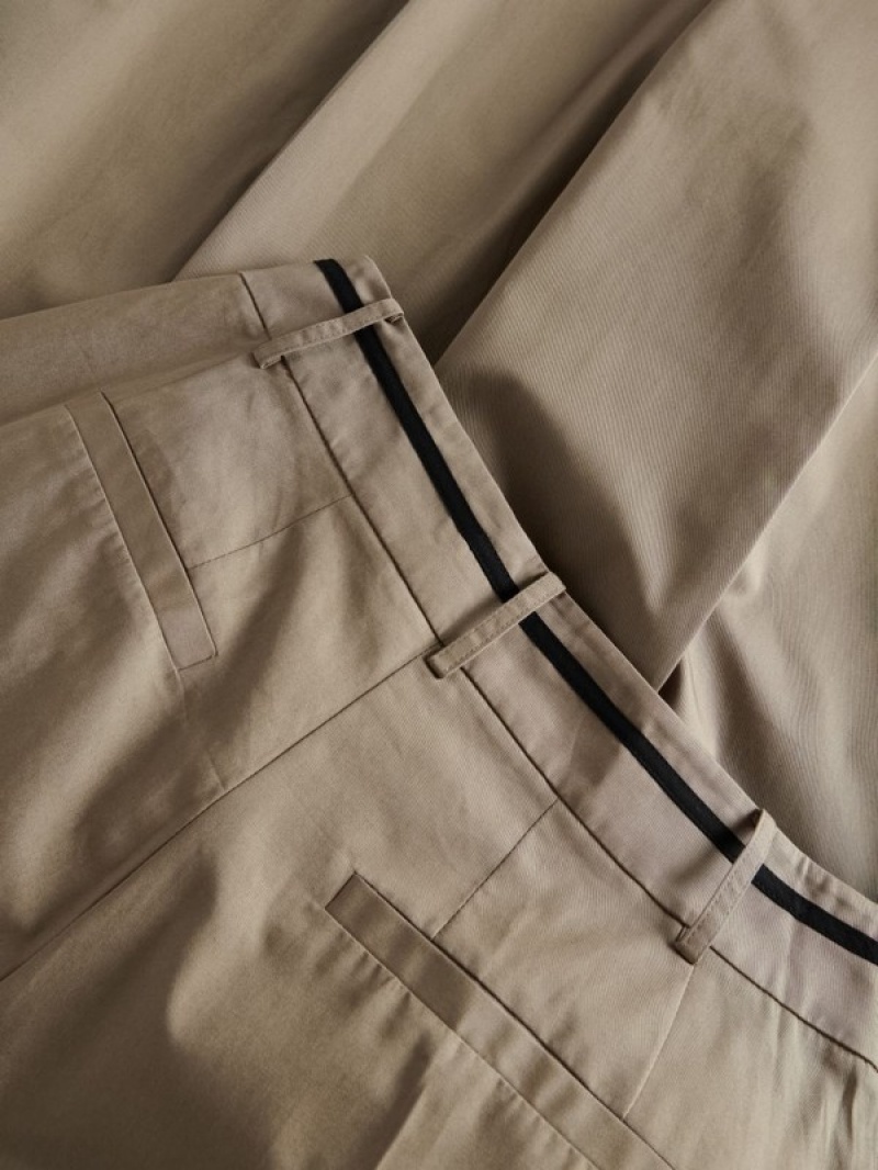 Reserved Cottonpressed Crease Hosen Damen Olivgrün | 5312-EQBWN