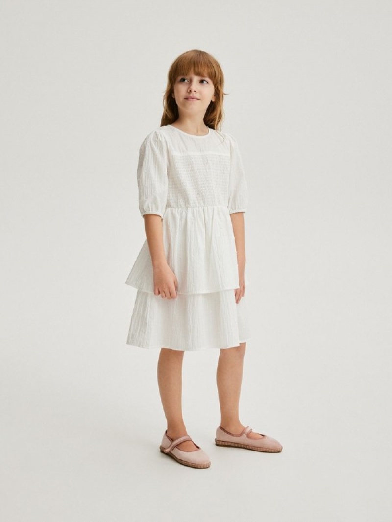 Reserved Cottonruffles Kleid Mädchen Weiß | 8513-KXARL