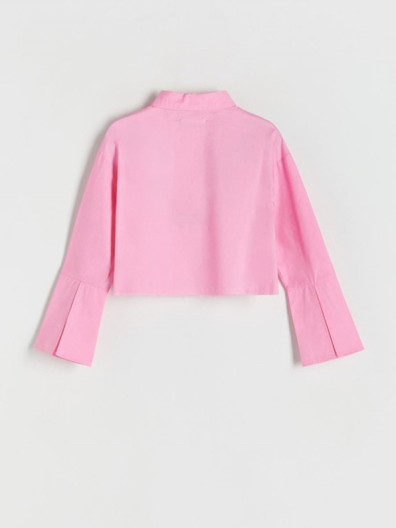 Reserved Cropped Baumwoll Hemd Mädchen Rosa | 8314-BWJUX