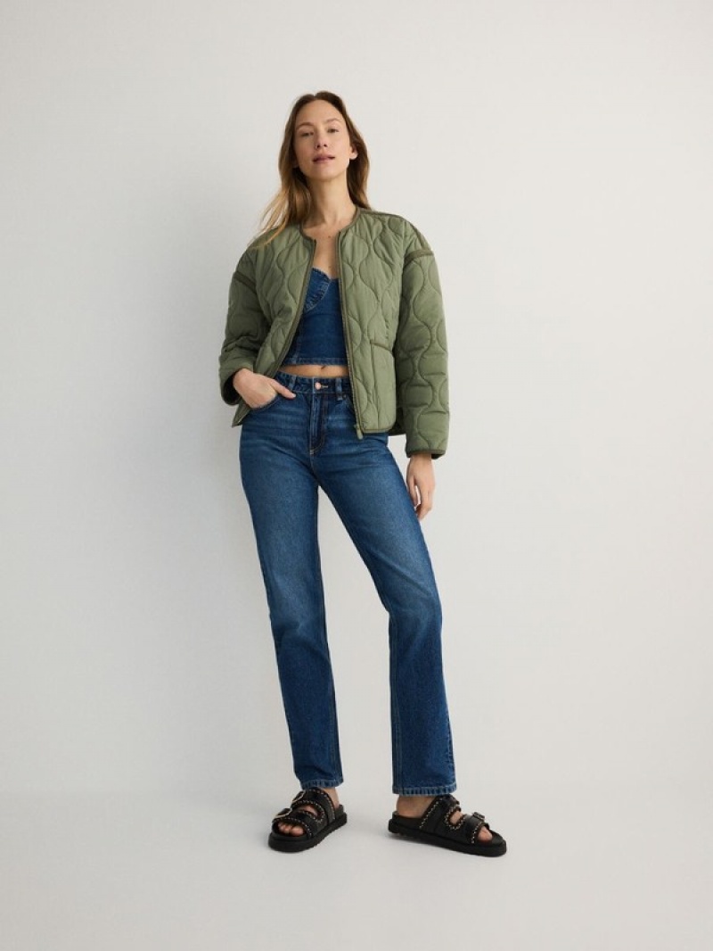 Reserved Cropped Gesteppt Jacken Damen Hellgrün | 8360-ZOJRX